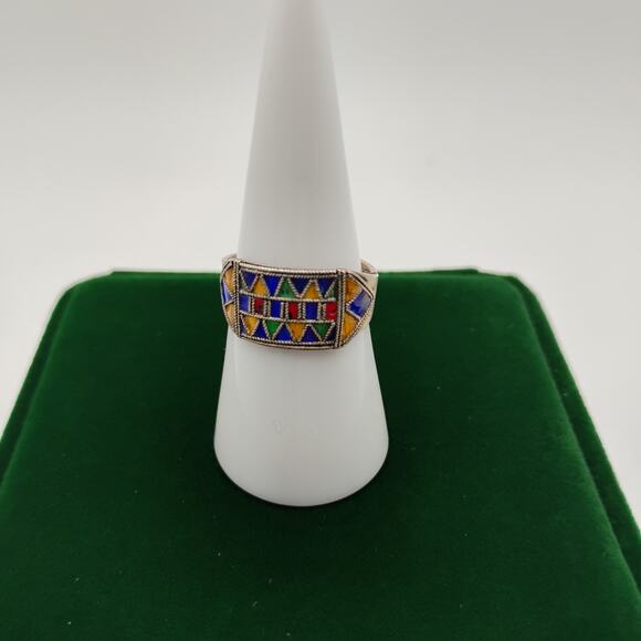 Vintage Art Deco Enamel Ring size 7 1/2 - Picture 6 of 6